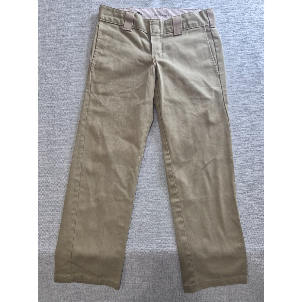 Dickies 873 Slim Fit Work Pants Mens 29x30 Khaki Cotton Stretch Straight Leg